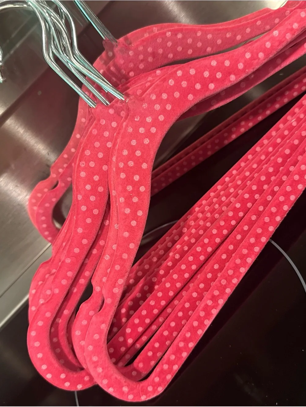 Kids Velvet Hangers in Pink Polka Dot - Pack of 10